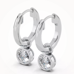 Bezel Dangle Lab Diamond Huggie Earrings