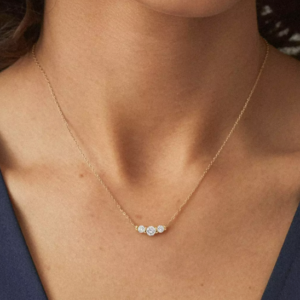 Three Stone Bar Set Lab Diamond Necklace (1 ct. tw.)