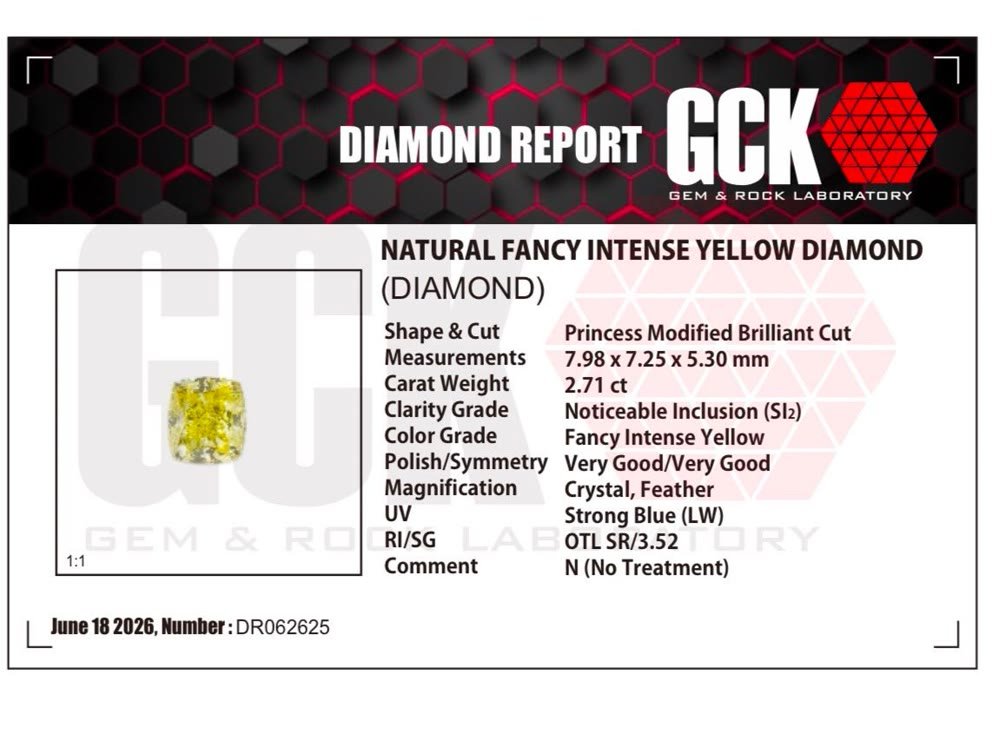 GCK Gem & Rock Laboratory diamond report